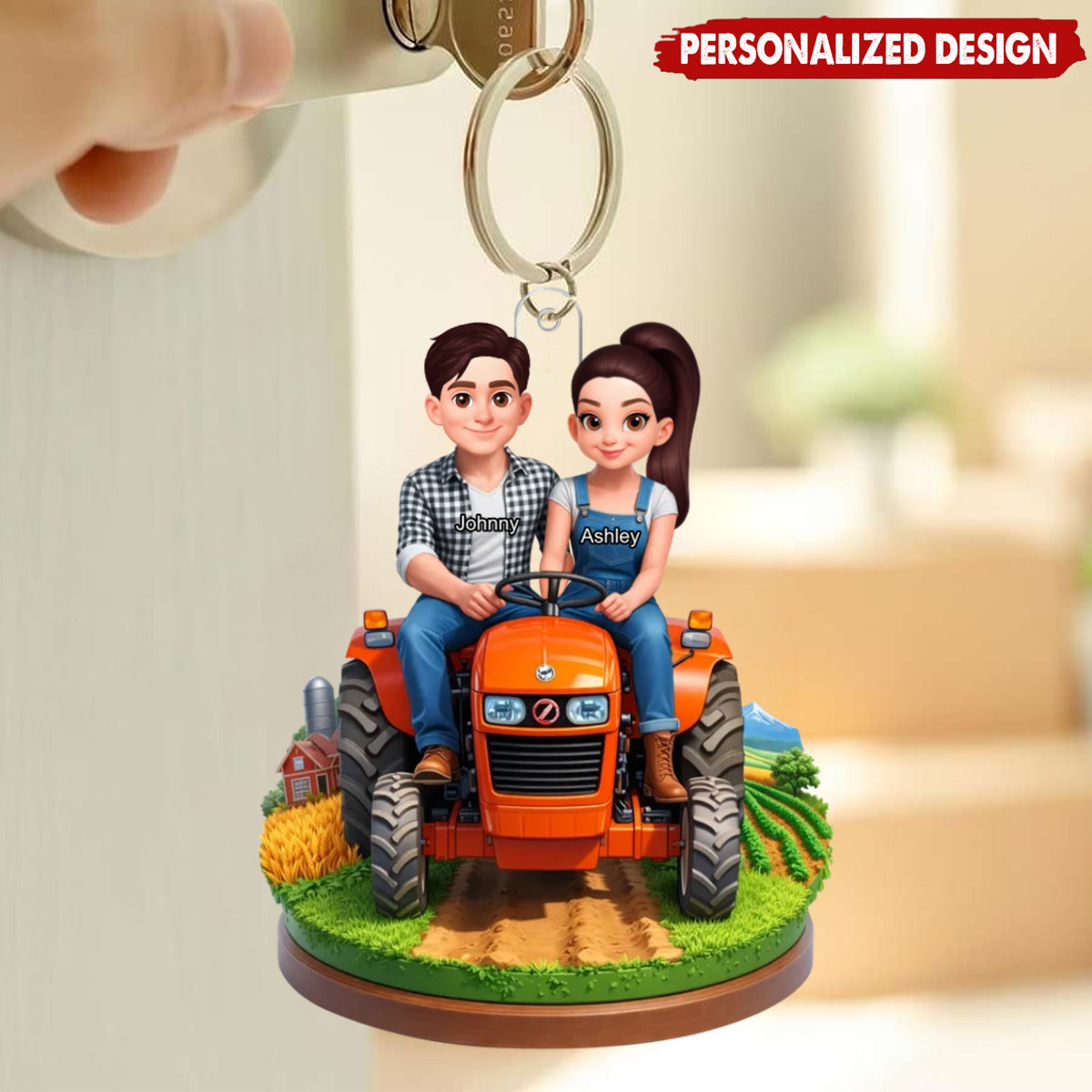 Farmer Couple - Personalized Acrylic Keychain - Gifts for Couple, Him And Her