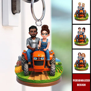 Farmer Couple - Personalized Acrylic Keychain - Gifts for Couple, Him And Her