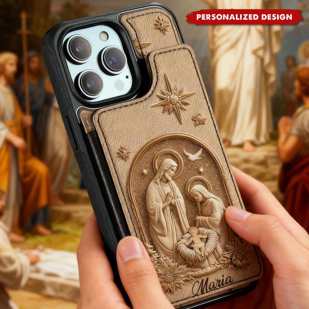Personalized Christian Fully Printed Wallet Phone Case - The Holy Family