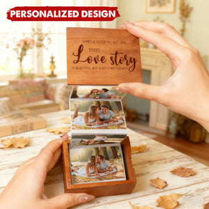 Every Love Story Is Beautiful - Personalized Wooden Photo Box - Gift For Him, Gift For Her