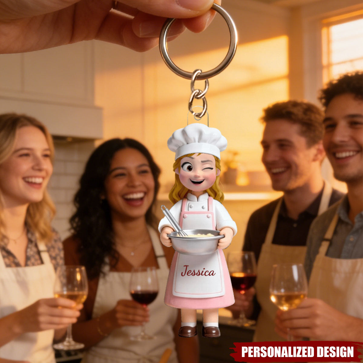Personalized Baking Girl Acrylic Keychain - Heartfelt Gift Baking Lovers