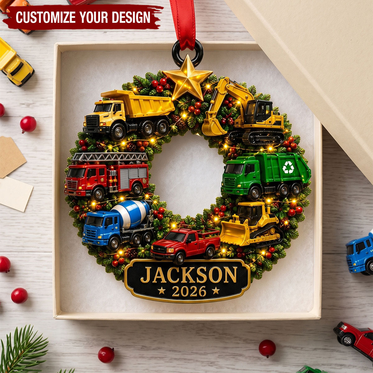 Truck Kid Ornament - Construction Christmas Decor