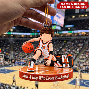 Personalized Basketball Boy Acrylic Ornament - Gift For Grandson