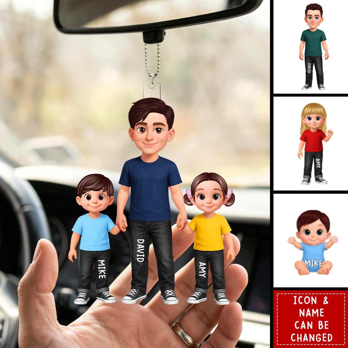 Hot Dads Club -Personalized 2-Layered Car Ornament - Funny Father's Day Gift For Dad, Husband