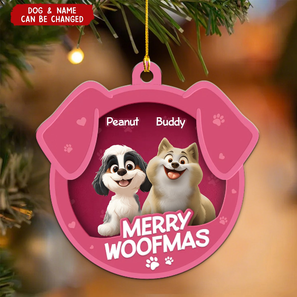 Furry Joy Dog Face  Toy Box Personalized Acrylic Ornament, Christmas Gift for Dog Lovers