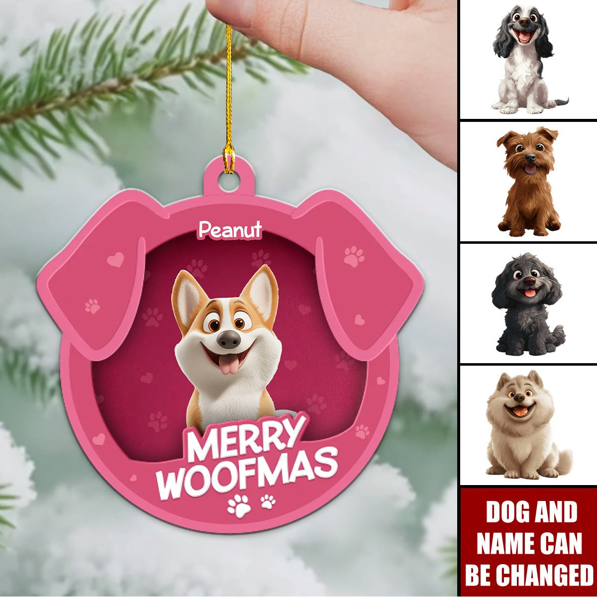 Furry Joy Dog Face  Toy Box Personalized Acrylic Ornament, Christmas Gift for Dog Lovers