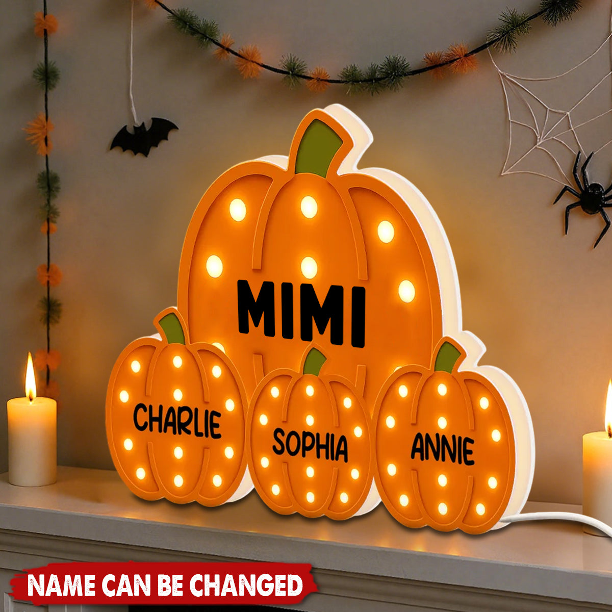 Grandma Little Pumpkins Marquee Pattern Effect Flat Personalized LED Light Box, Cozy Fall Vibe Home Decoration