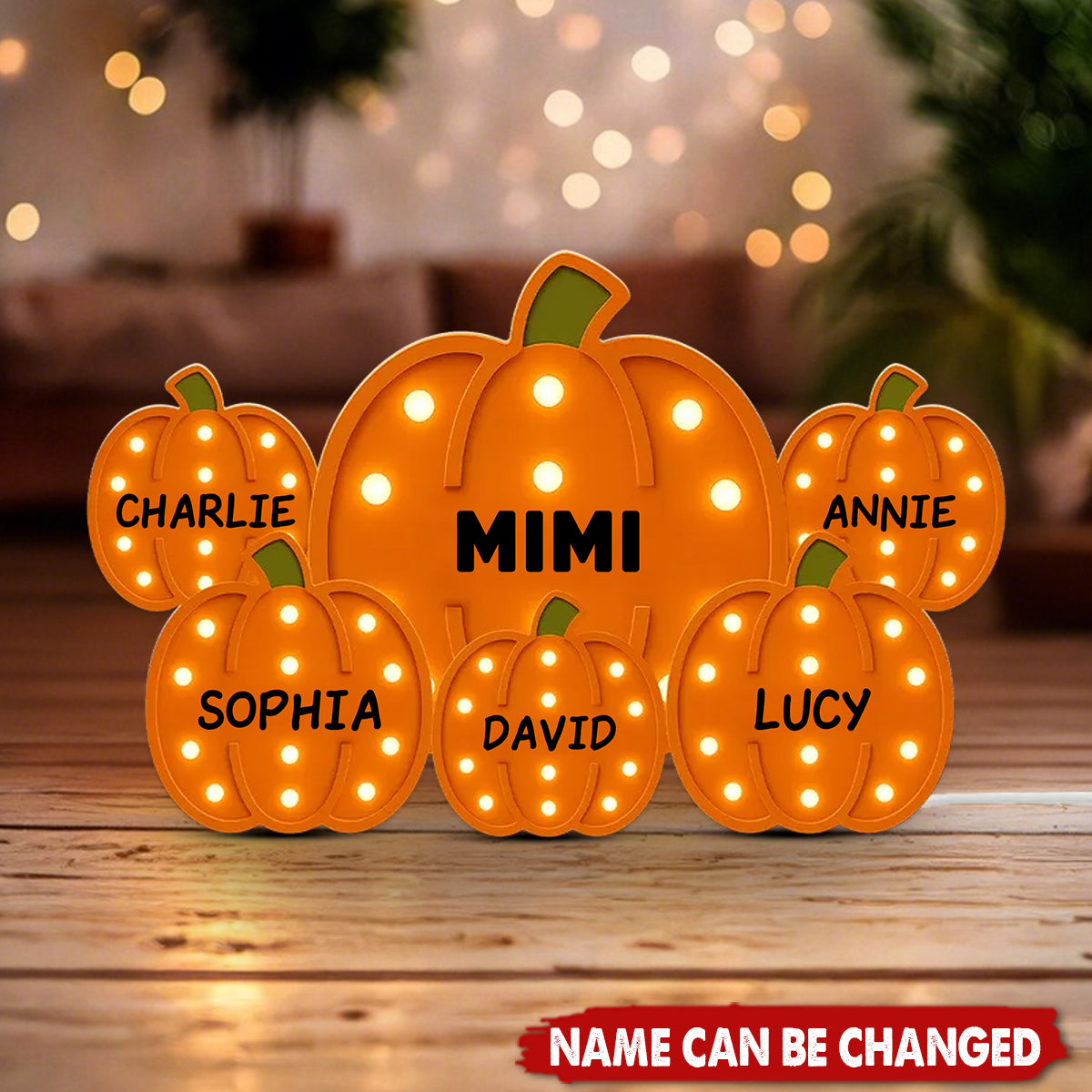 Grandma Little Pumpkins Marquee Pattern Effect Flat Personalized LED Light Box, Cozy Fall Vibe Home Decoration