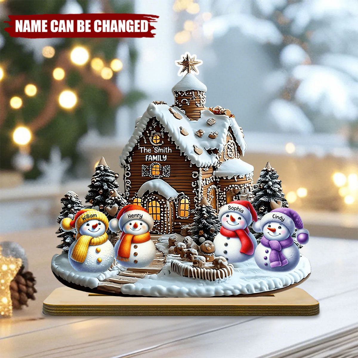 Merry Christmas Snowman - Personalized Family 1 Layered Big Freestanding