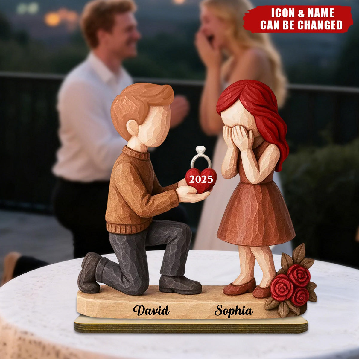 Couple Marriage Proposal - Personalized Wooden Plaque - Newly Engaged Gift, "She Said Yes!", Just Engaged Gifts for Couples