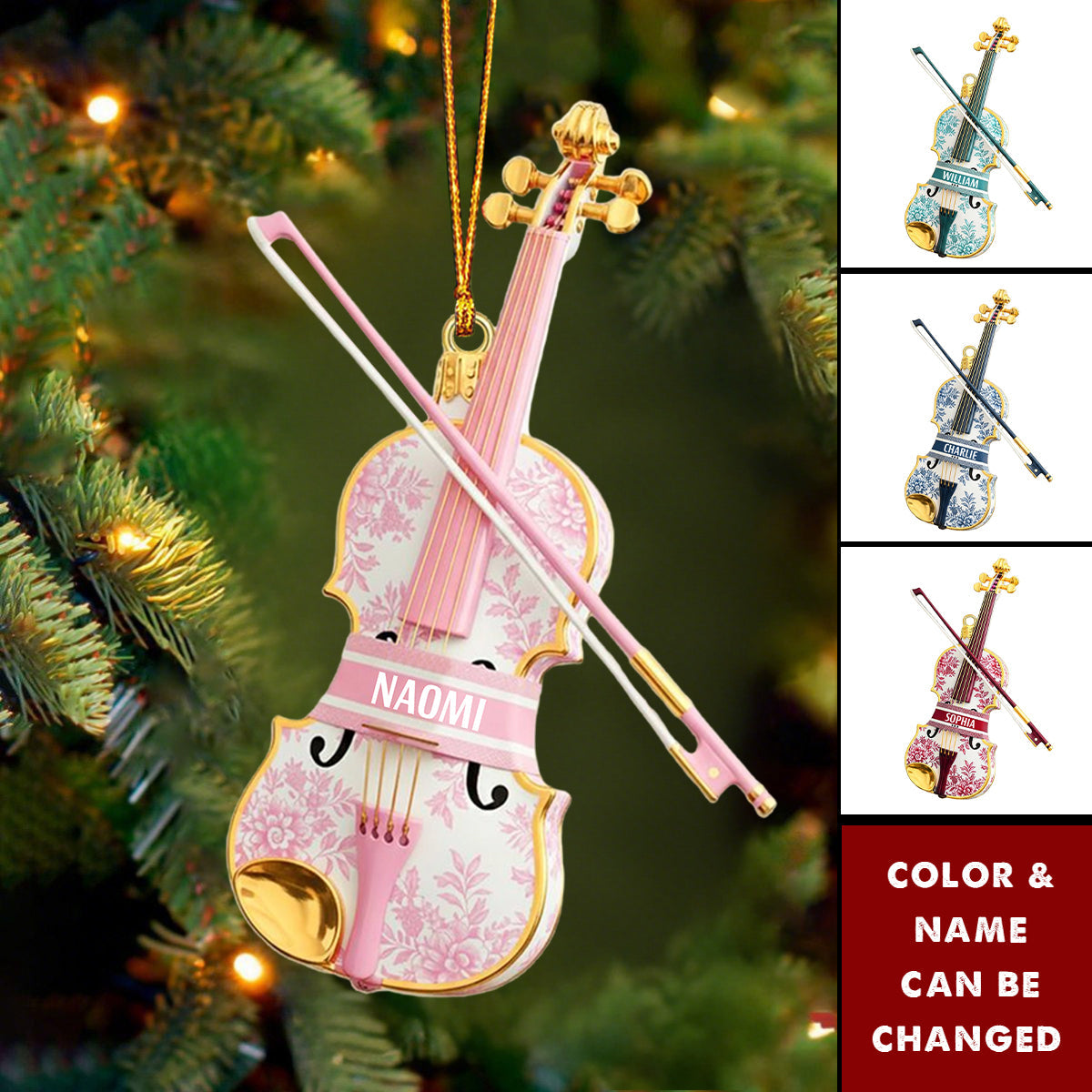 Violin Toile de Jouy Ornament - Personalized Gifts For Violin Lover Christmas Ornament