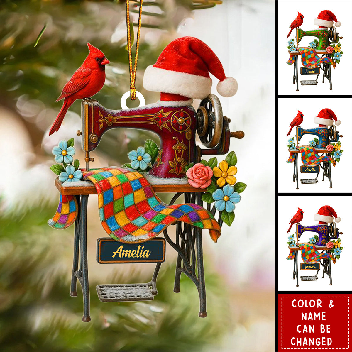 Sewing Machine Personalized Heaven Gifts For Seamstress Christmas Ornament 