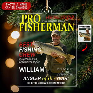 Fisherman Of The Year! - Personalized Acrylic Photo Ornament