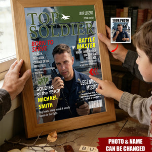 Army Gift Soldier Custom Magazine Poster, Army Retirement Gift for Navy Marine Air Force, Army Gift for Him