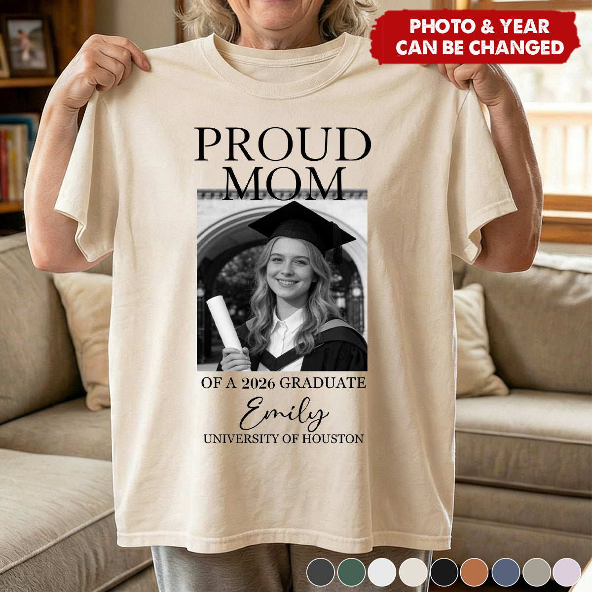 Custom Graduation Shirt Proud Family Of Graduate 2026 Senior Picture Grad Tee - Personalized Photo Comfort Tee