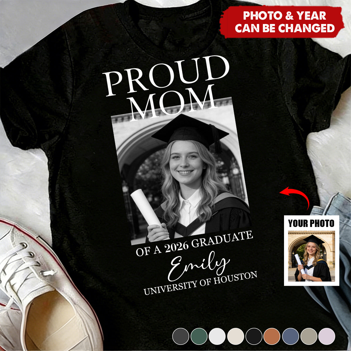 Custom Graduation Shirt Proud Family Of Graduate 2026 Senior Picture Grad Tee - Personalized Photo Comfort Tee