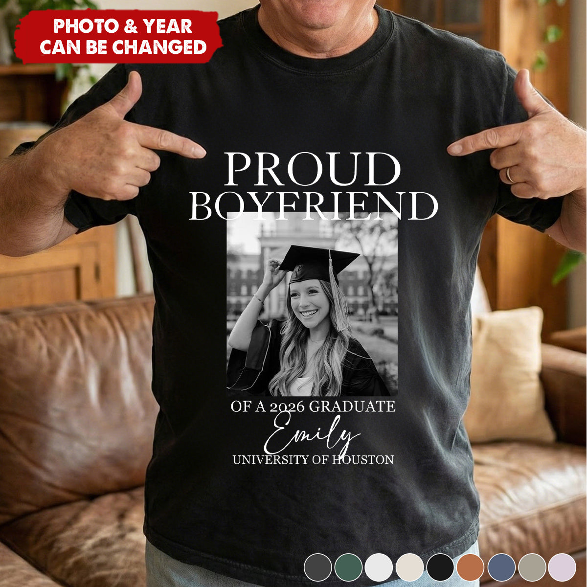 Custom Graduation Shirt Proud Family Of Graduate 2026 Senior Picture Grad Tee - Personalized Photo Comfort Tee