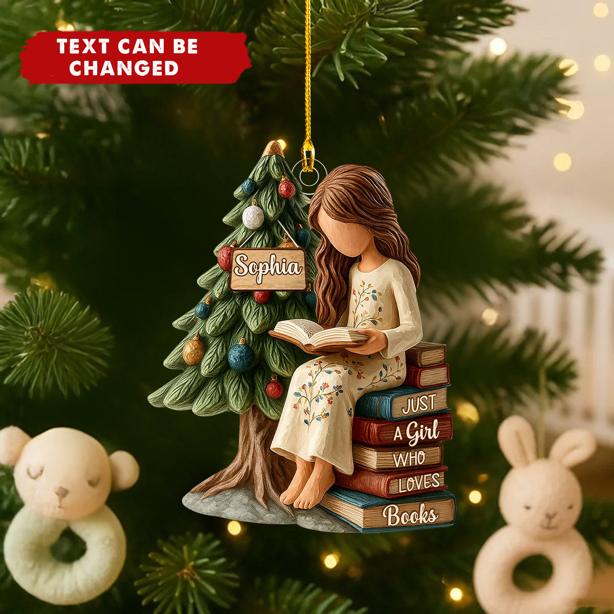 Just A Girl Who Loves Books Personalized Acrylic Ornament - Bookworm Reading Gift For Book Lover